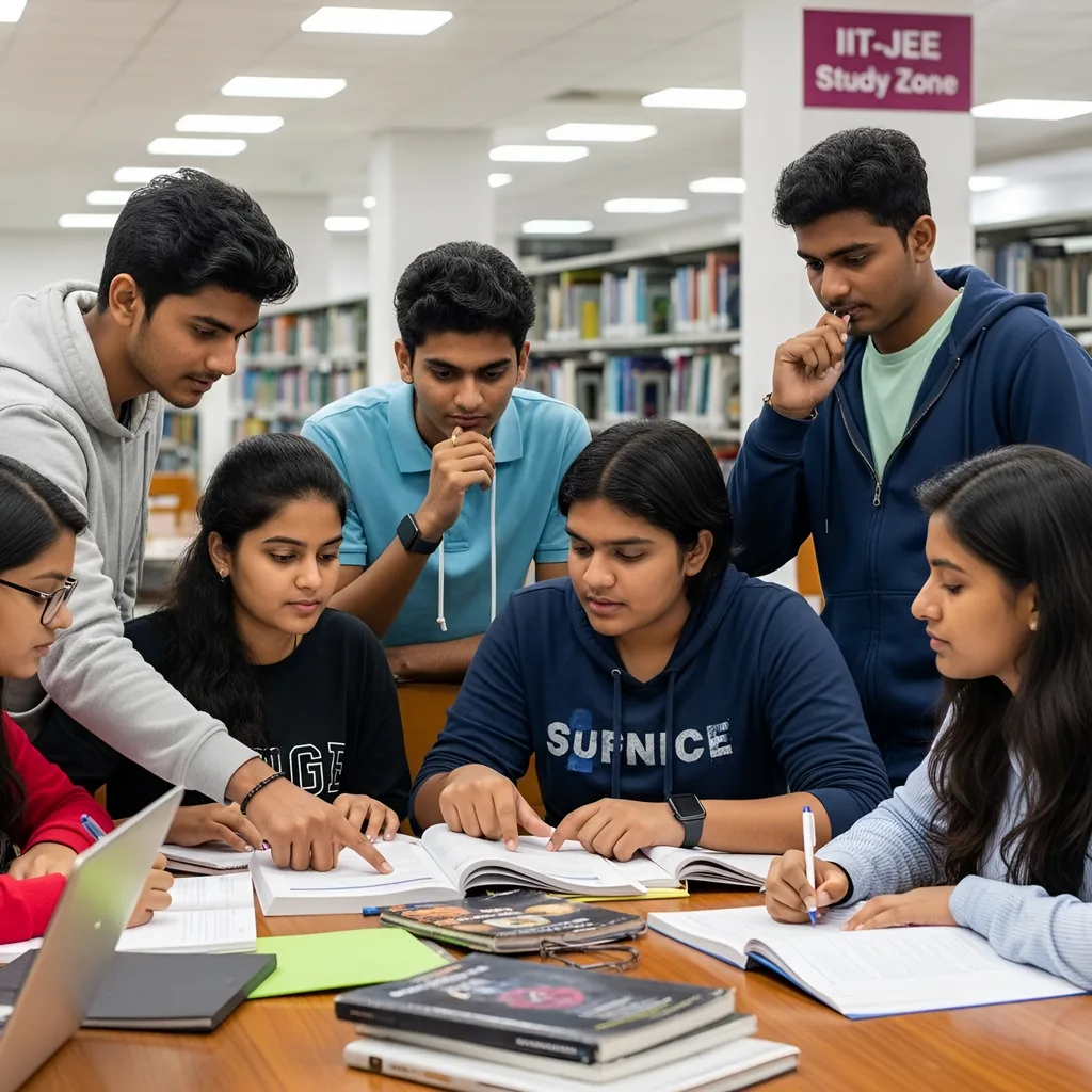 Students studying together and preparing for entrance exams