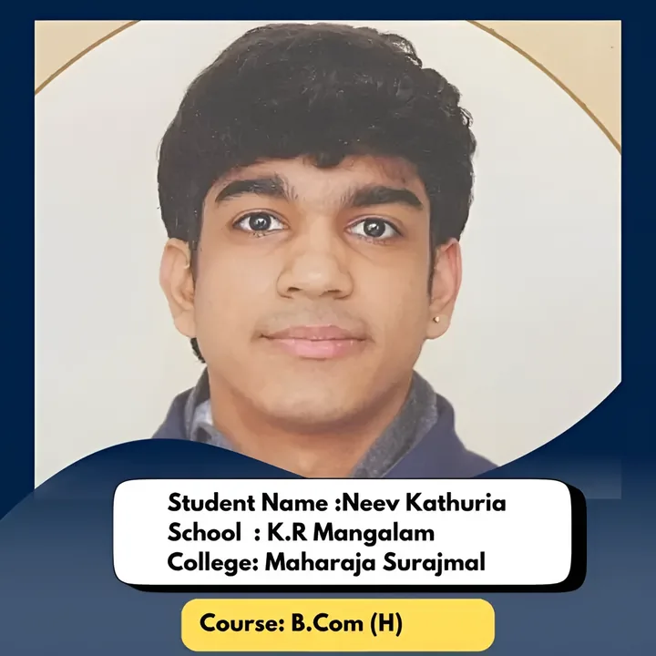 Neev Kathuria, ISL student, admitted to Maharaja Surajmal Institute for B.Com (H)