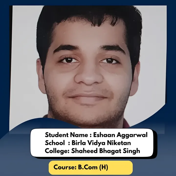 Eshaan Aggarwal, ISL student, admitted to Shaheed Bhagat Singh College for B.Com (H)