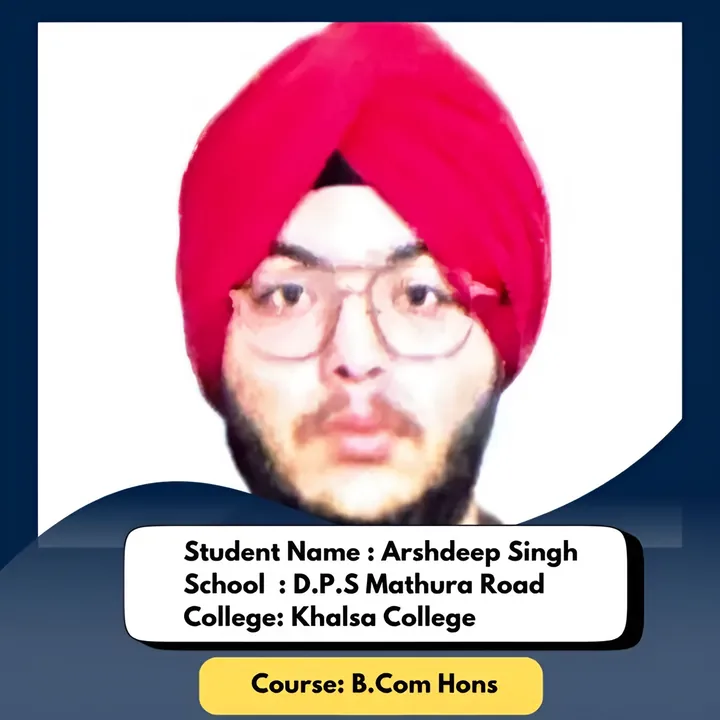 Arshdeep Singh, ISL student, admitted to Khalsa College for B.Com Hons.