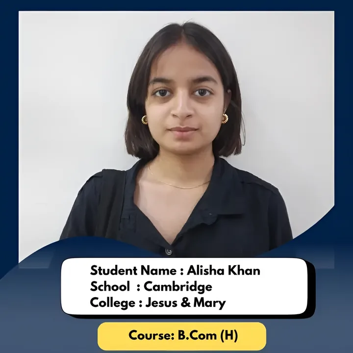 Alisha Khan, ISL student, admitted to Jesus & Mary College for B.Com (H)