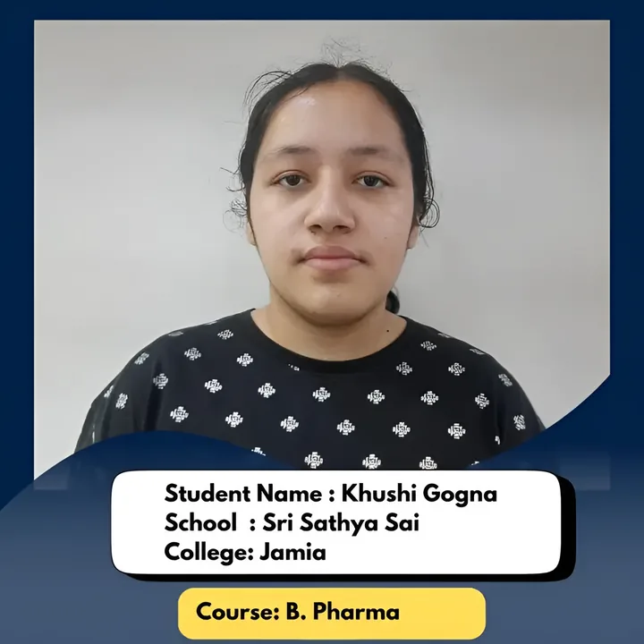 Khushi Gogna, ISL student, admitted to Jamia Millia Islamia for B.Pharma