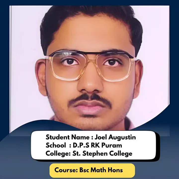 Joel Augustin, ISL student, admitted to St. Stephen's College for B.Sc Maths Hons.